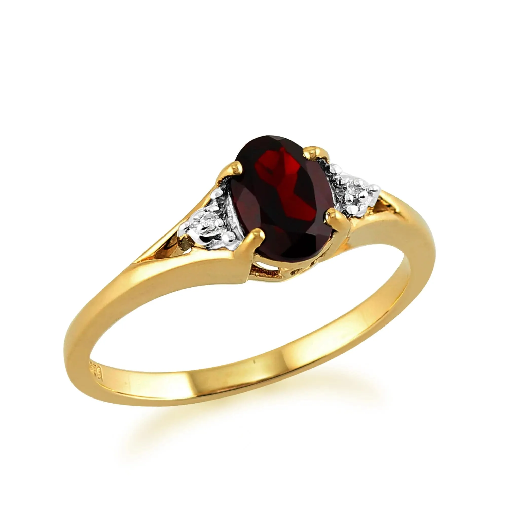 Classic Oval Garnet & Diamond Ring in 9ct Yellow Gold sold by Gemondo Jewellery product image thumbnail 4
