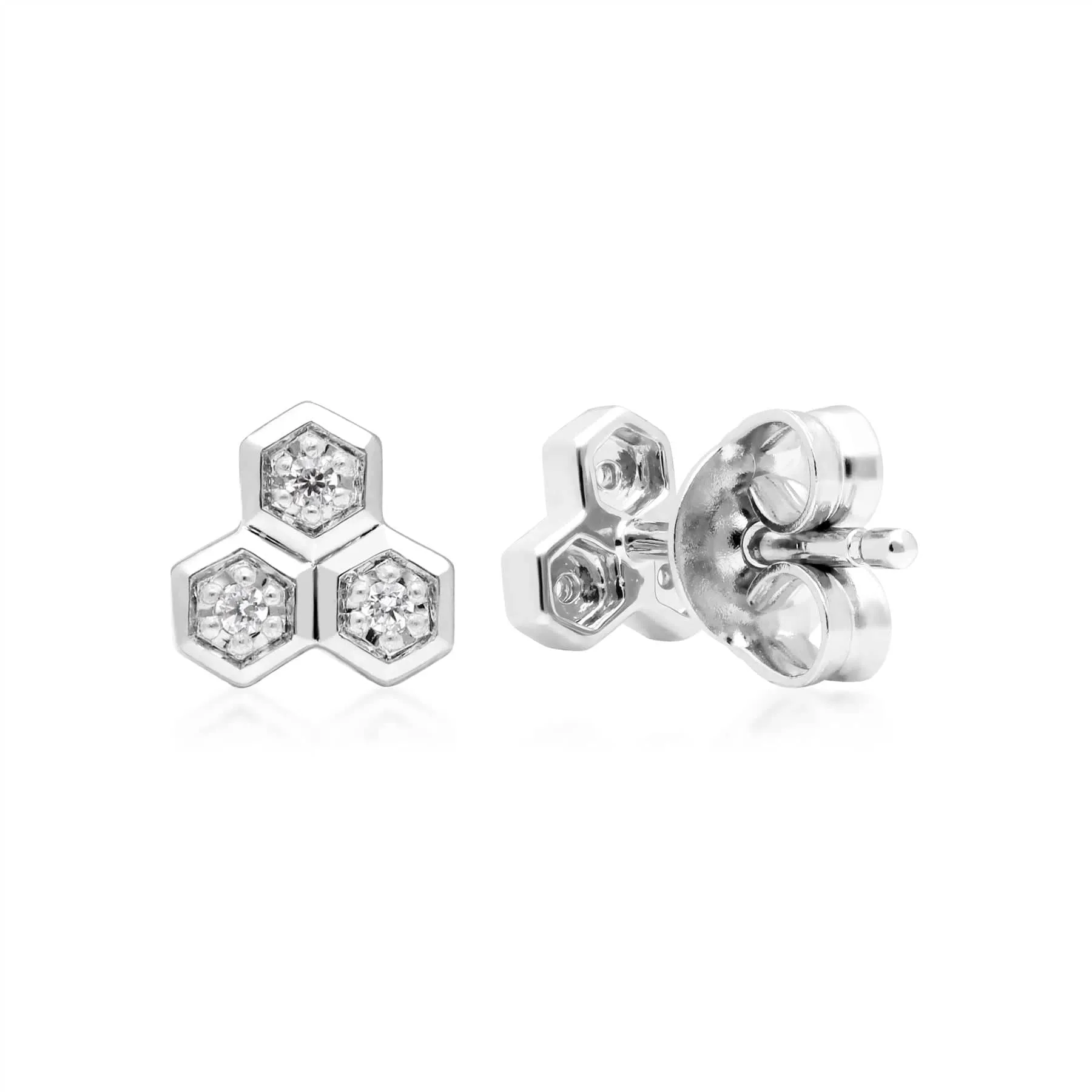 Diamond Geometric Trilogy Stud Earrings in 9ct White Gold sold by Gemondo Jewellery product image thumbnail 2