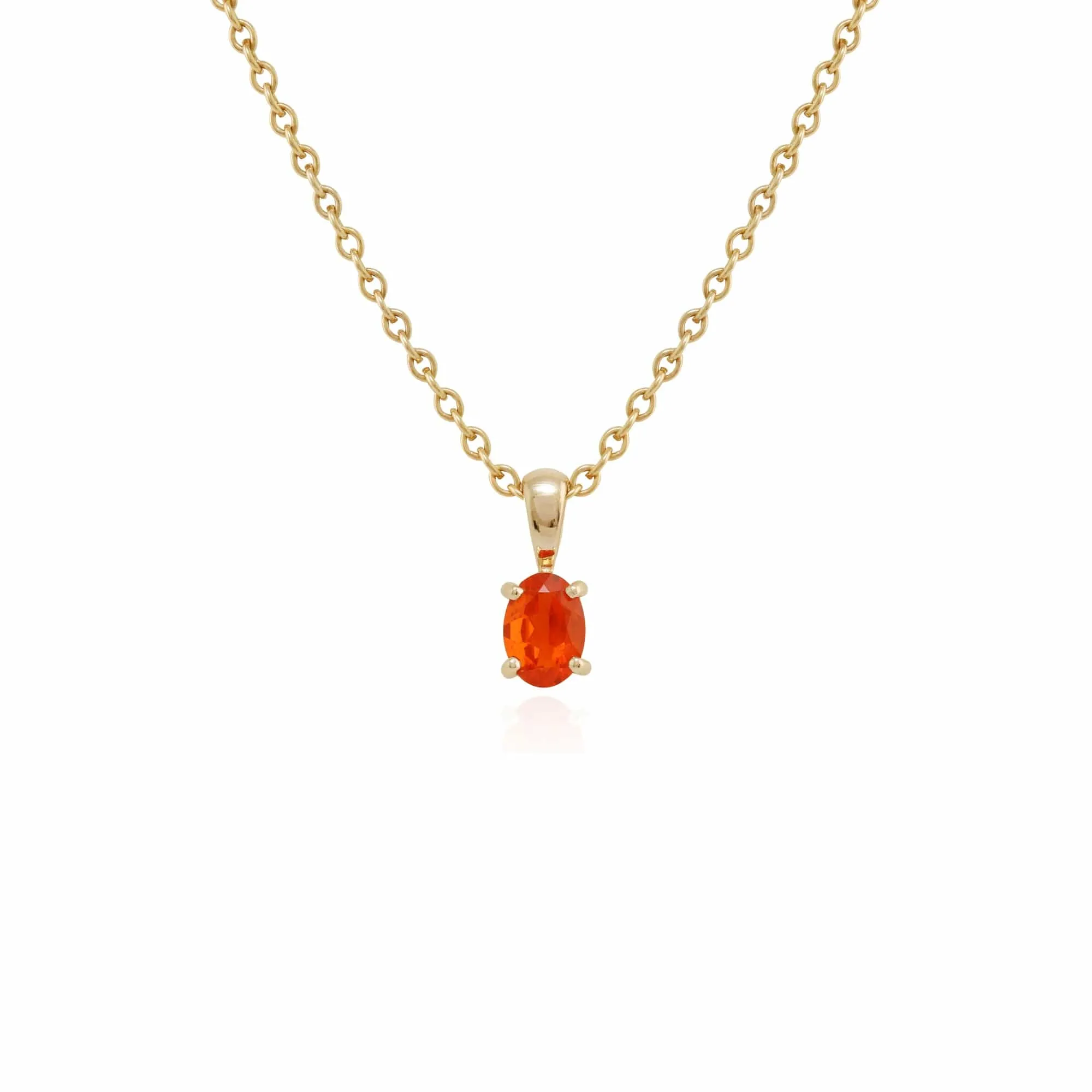 Classic Oval Fire Opal Single Stone Pendant in 9ct Yellow Gold sold by Gemondo Jewellery