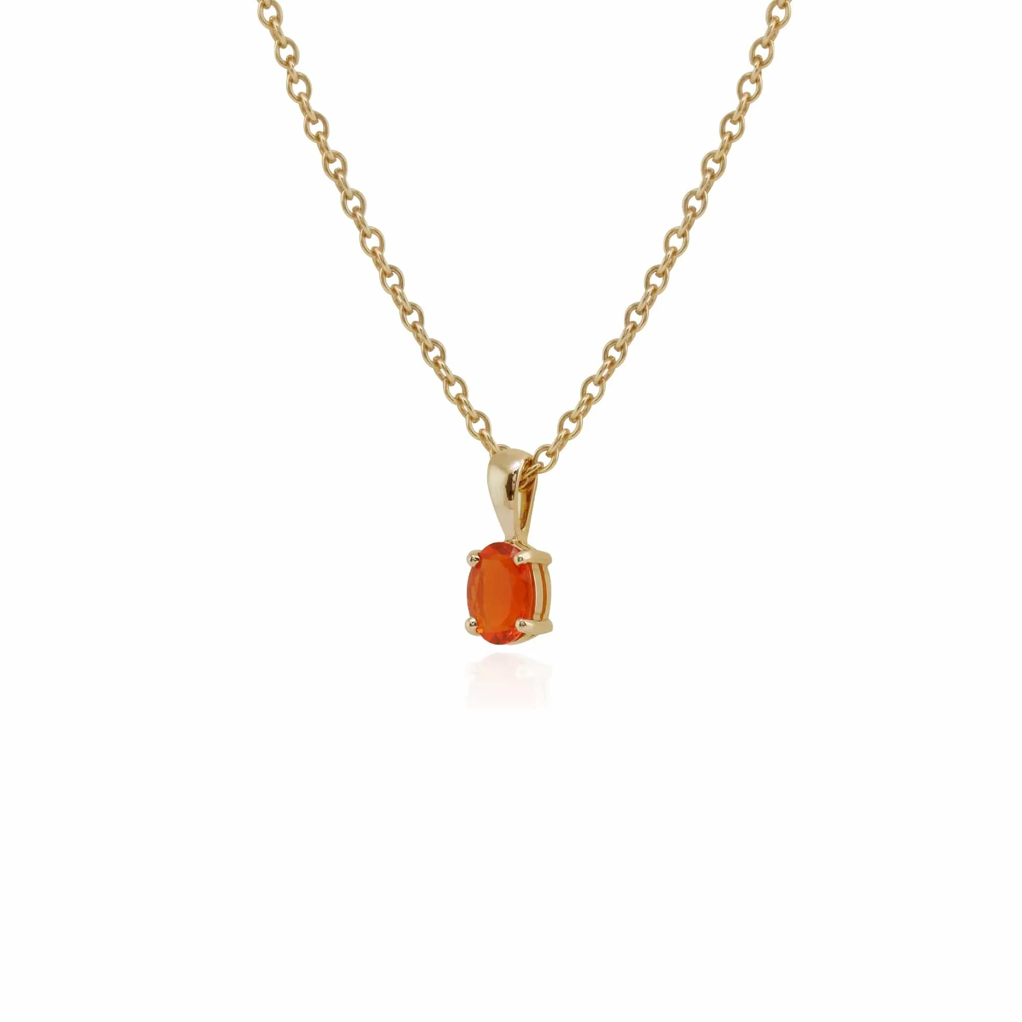 Classic Oval Fire Opal Single Stone Pendant in 9ct Yellow Gold sold by Gemondo Jewellery product image thumbnail 2