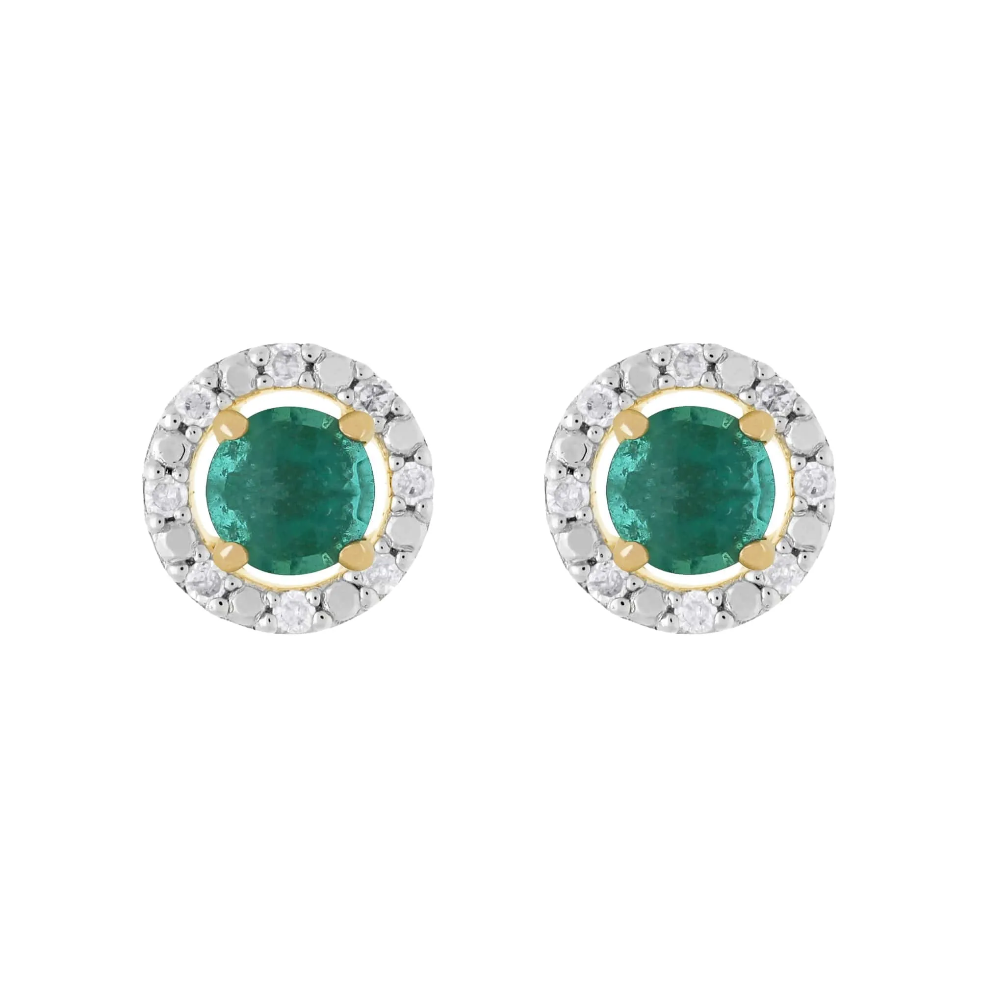 Classic Round Emerald Stud Earrings with Detachable Diamond Round Earrings Jacket Set in 9ct Yellow Gold sold by Gemondo Jewellery