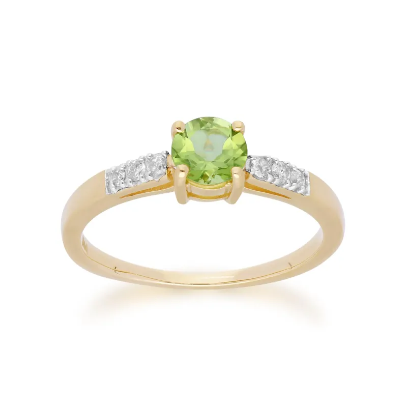Gemondo 9ct Yellow Gold Peridot & Diamond Round Cut Ring sold by Gemondo Jewellery