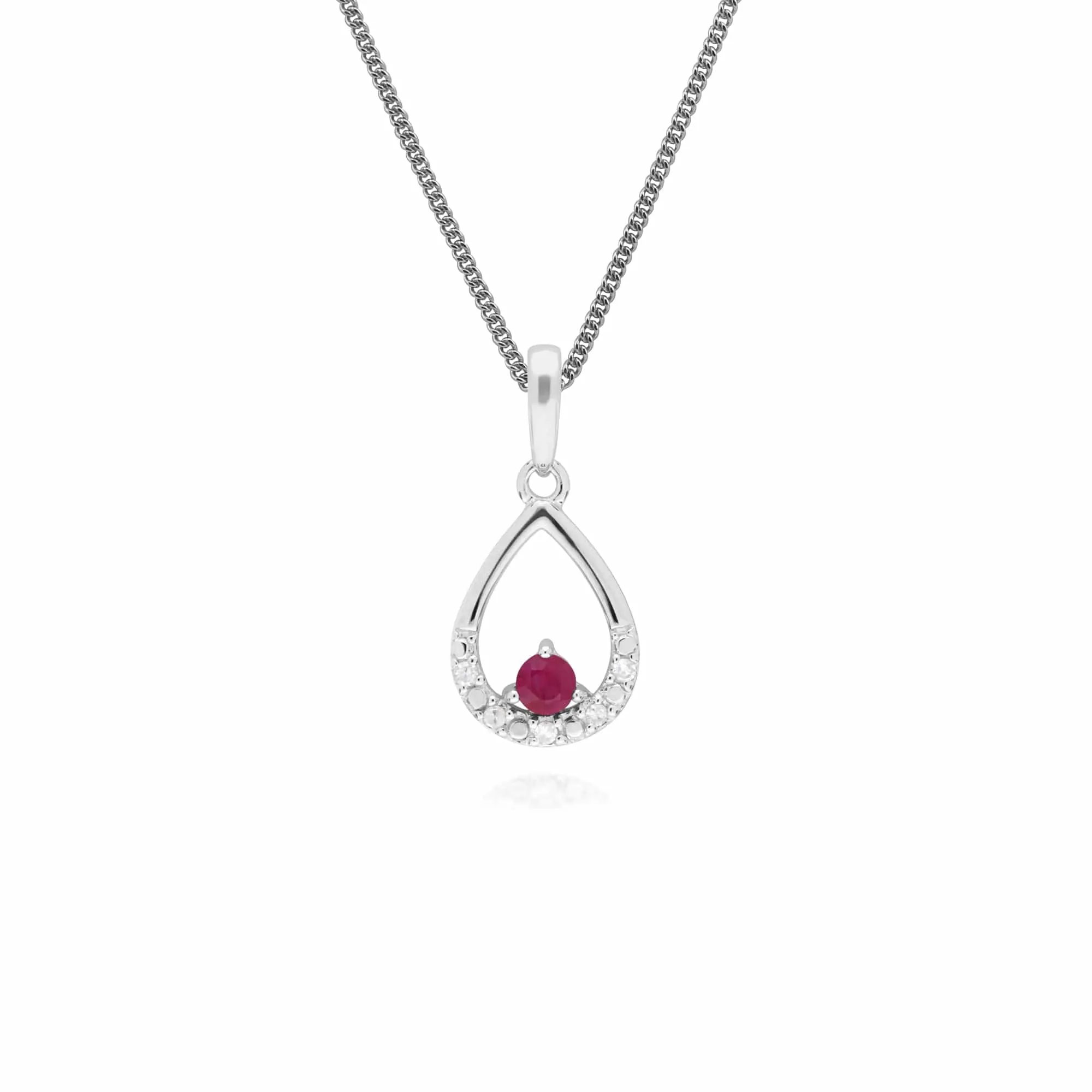 Classic Round Ruby & Diamond Tear Drop Earrings & Pendant Set in 9ct White Gold sold by Gemondo Jewellery product image thumbnail 3