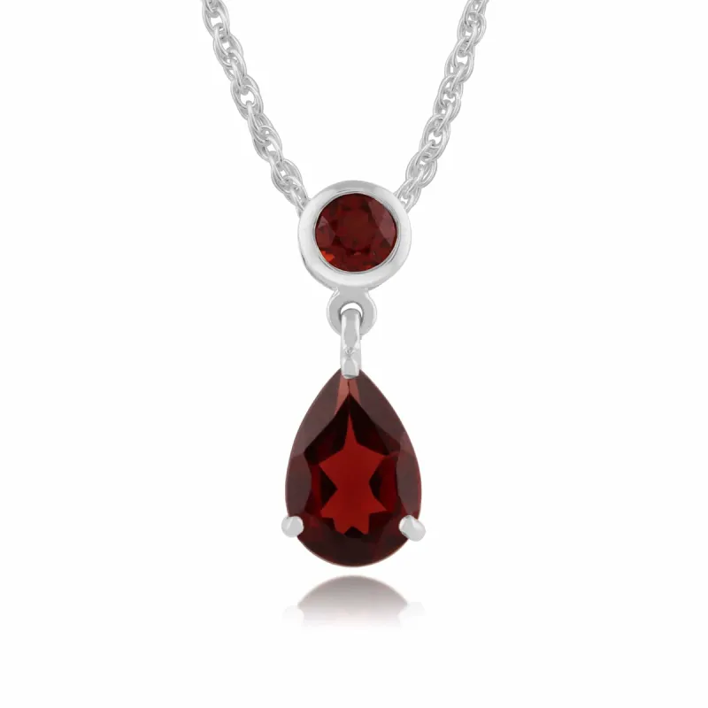 Gemondo 9ct White Gold 1.66ct Garnet Pendant on 45cm Chain sold by Gemondo Jewellery