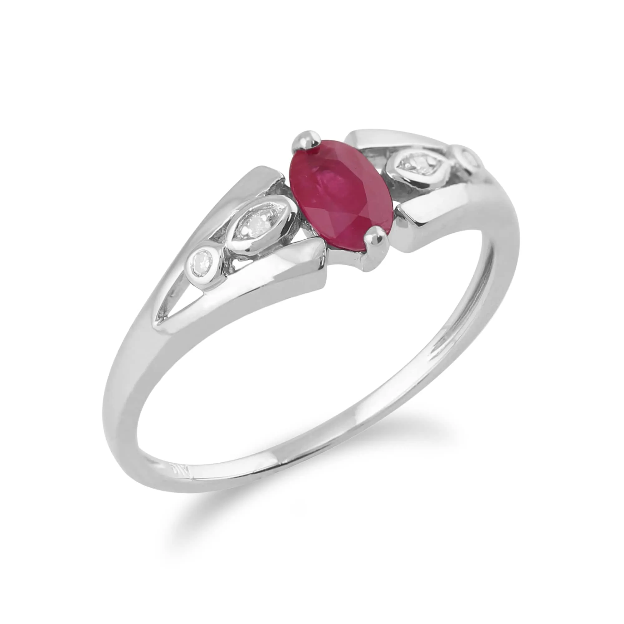Classic Oval Ruby & Diamond Ring in 9ct White Gold sold by Gemondo Jewellery product image thumbnail 2
