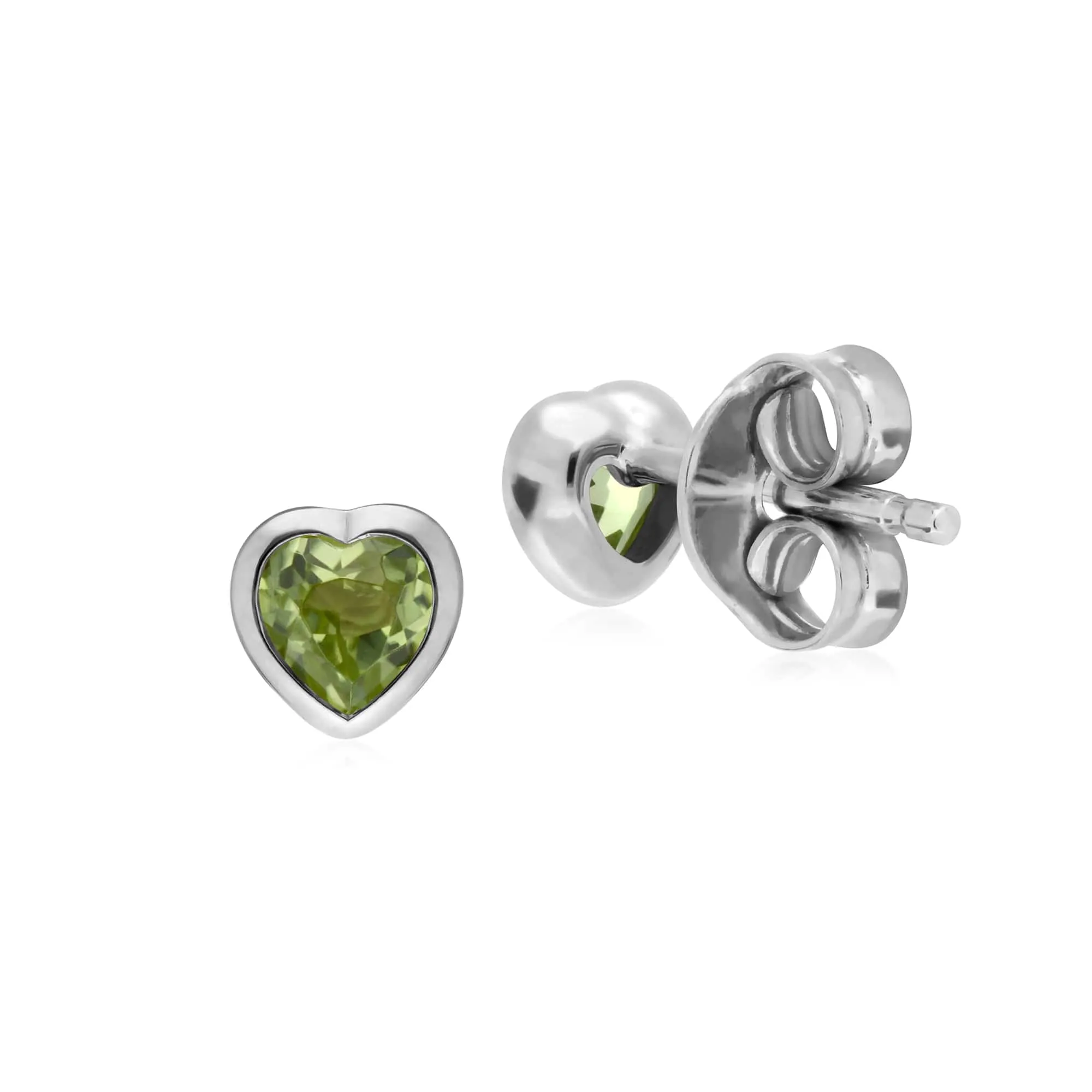 Petite Essential Heart Shaped Peridot Stud Earrings in Sterling Silver sold by Gemondo Jewellery product image thumbnail 2