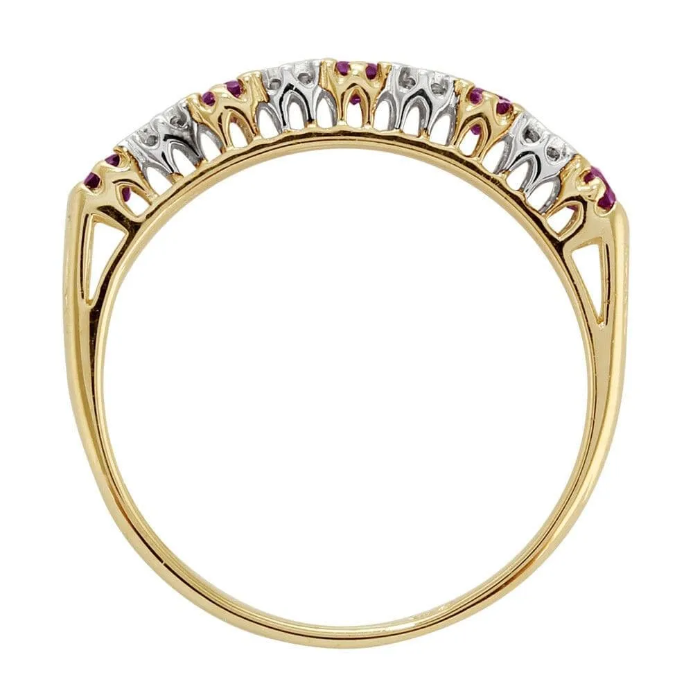 Classic Round Amethyst & Diamond Half Eternity Ring in 9ct Yellow Gold sold by Gemondo Jewellery product image thumbnail 4