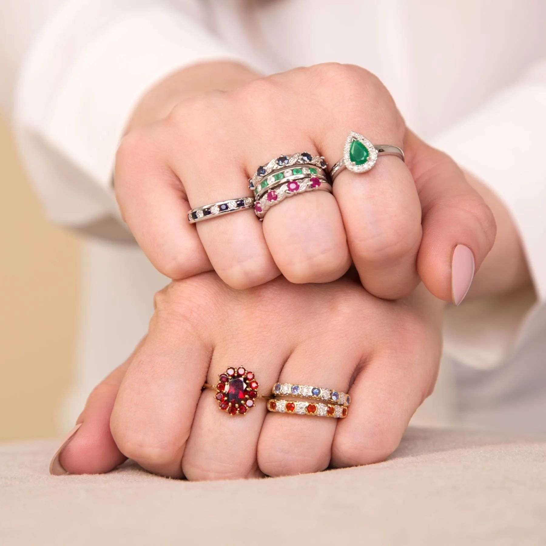 Classic Round Amethyst & Diamond Half Eternity Ring in 9ct Yellow Gold sold by Gemondo Jewellery product image thumbnail 3