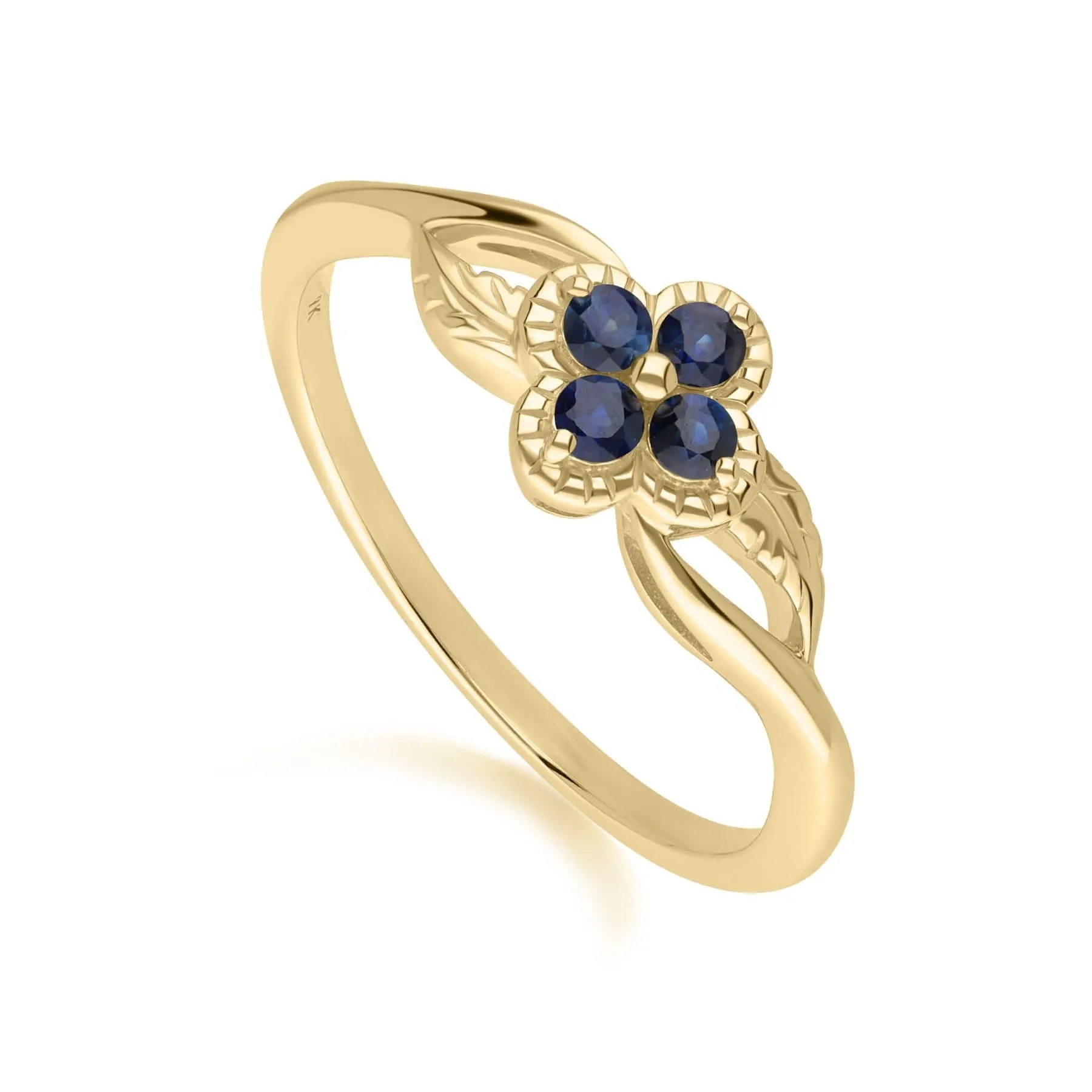 Floral Round Sapphire Ring in 9ct Yellow Gold sold by Gemondo Jewellery product image thumbnail 3