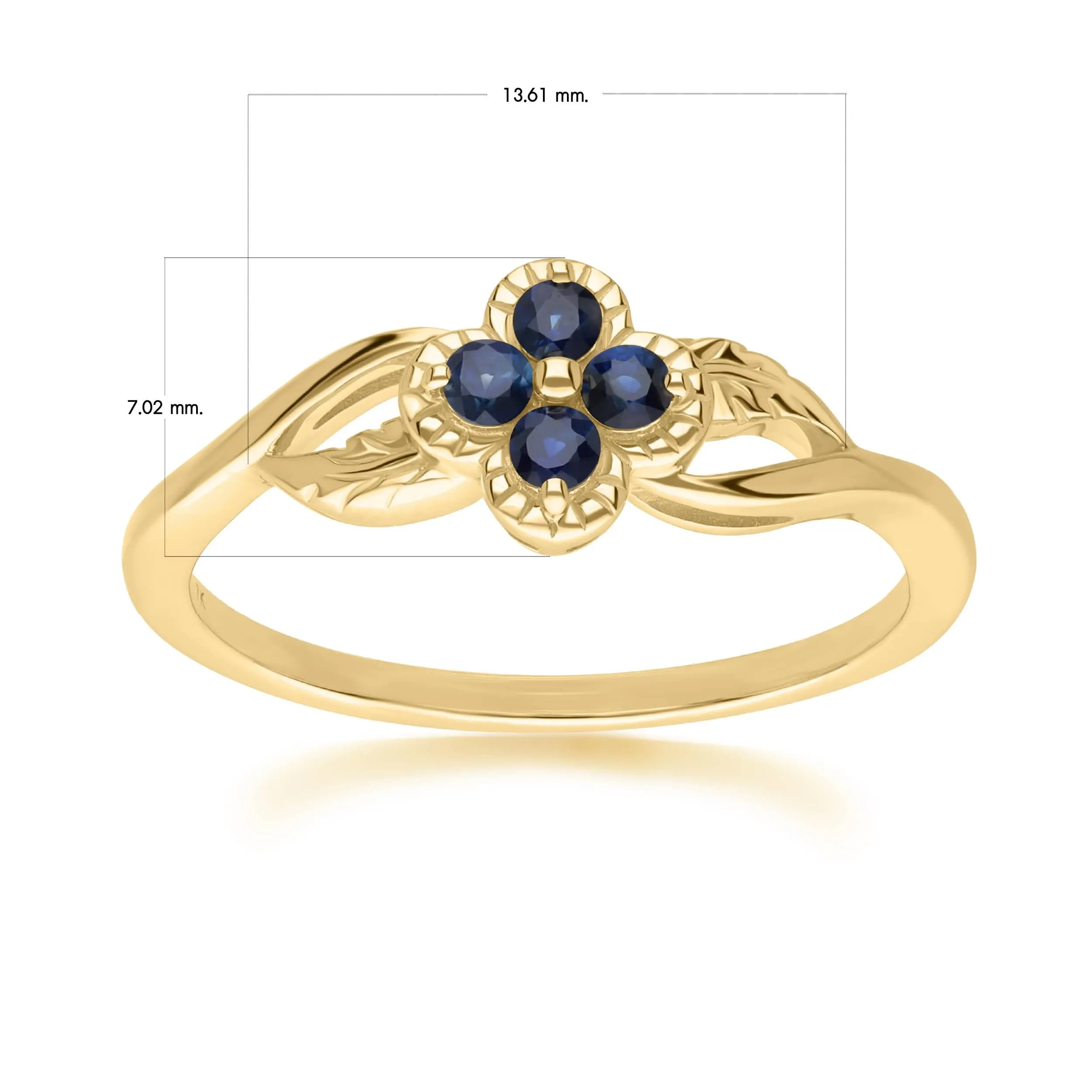 Floral Round Sapphire Ring in 9ct Yellow Gold sold by Gemondo Jewellery product image thumbnail 4