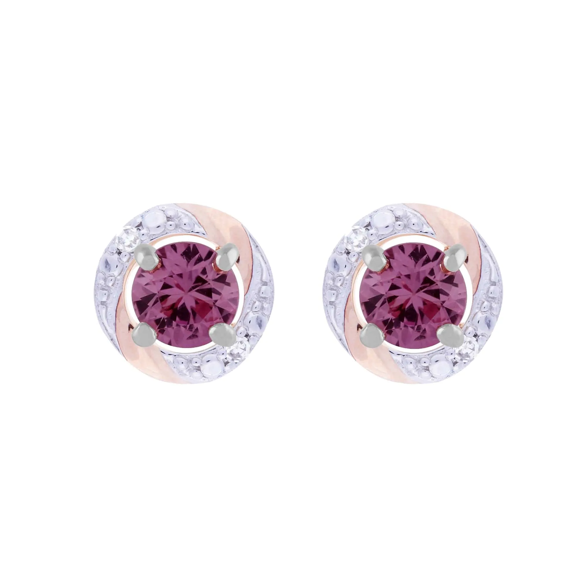 Classic Round Pink Sapphire Stud Earrings with Detachable Diamond Round Earrings Jacket Set in 9ct White Gold sold by Gemondo Jewellery