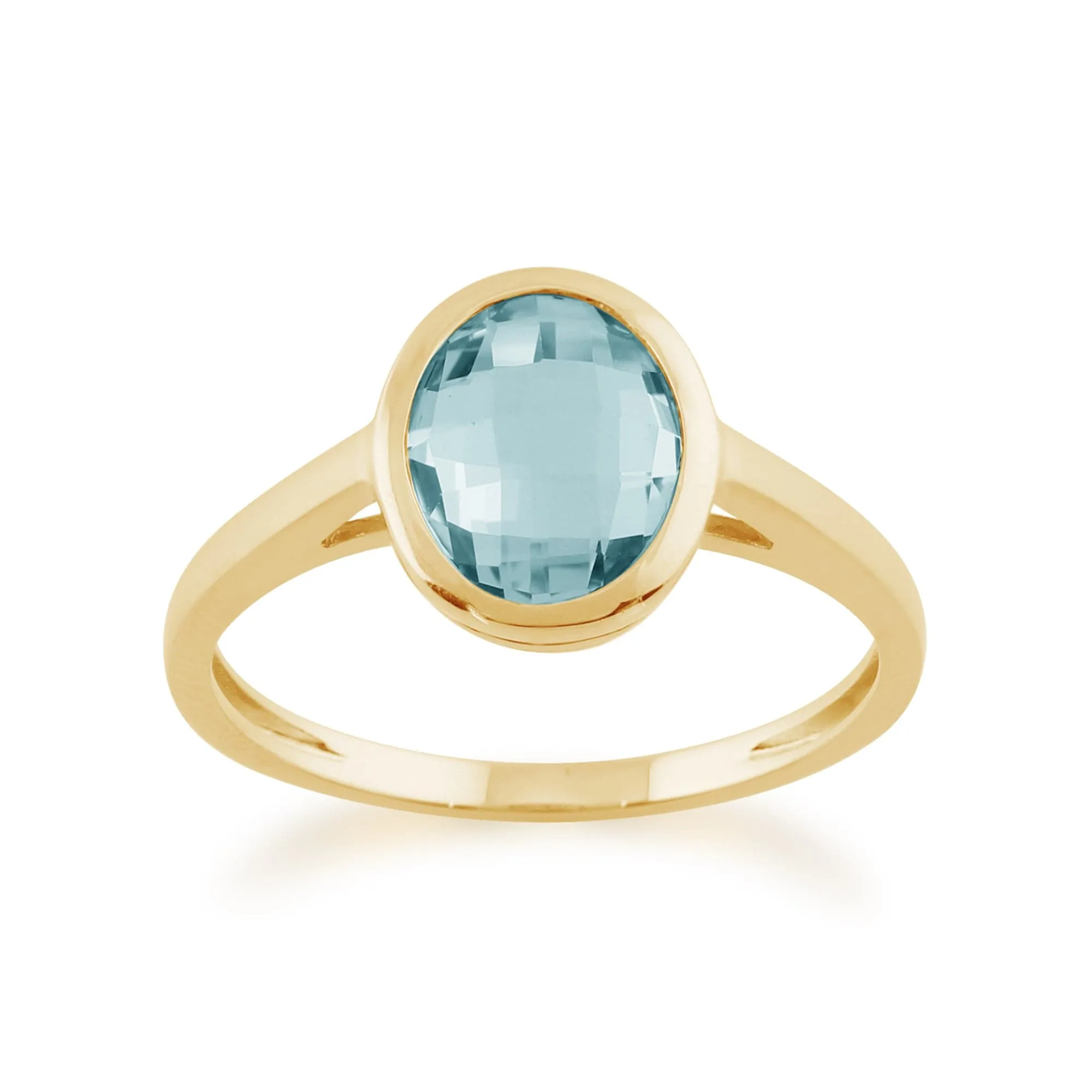 Blue Topaz 9ct Yellow Gold Oval Ring sold by Gemondo Jewellery