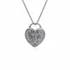 Classic Swirl Heart Lock Pendant & Rainbow Moonstone Charm in 925 Sterling Silver sold by Gemondo Jewellery