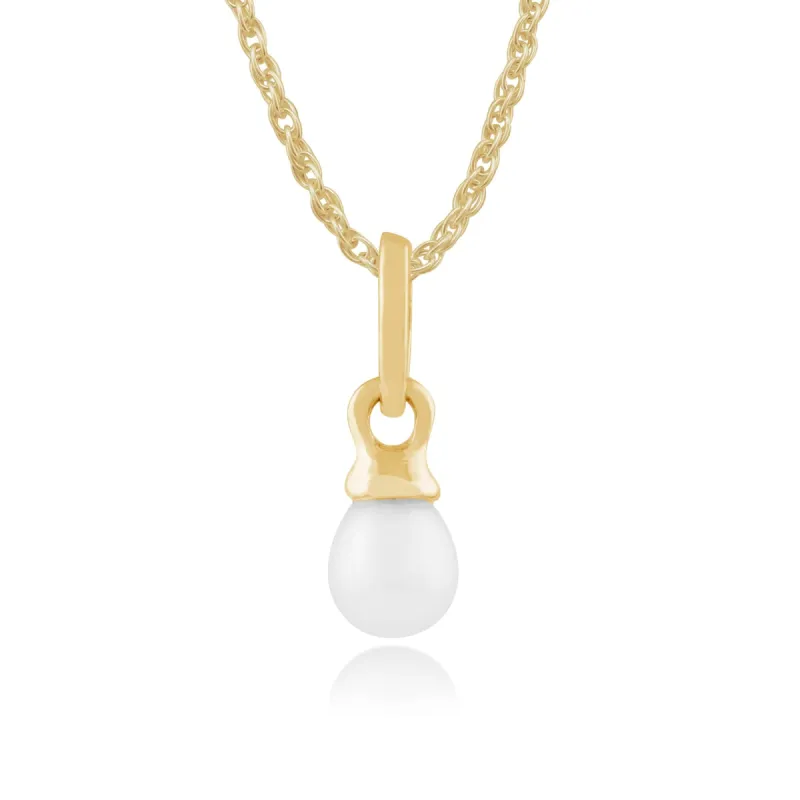 Classic Freshwater Pearl Pendant in 9ct Yellow Gold sold by Gemondo Jewellery