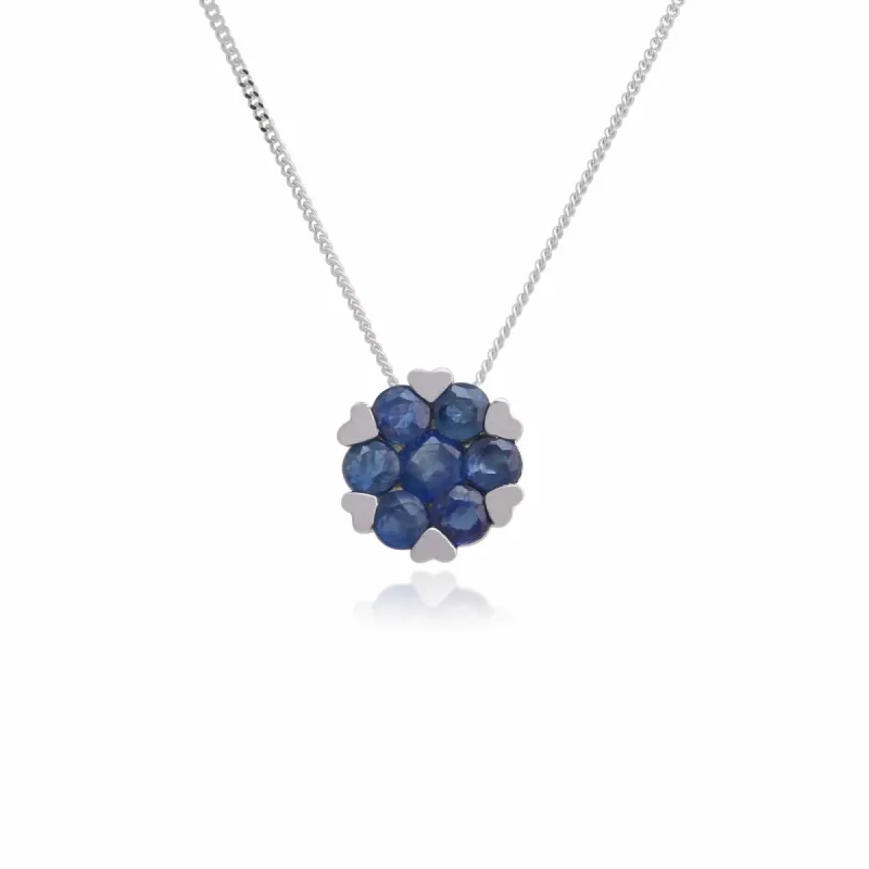 Gemondo 9ct White Gold 0.47ct Sapphire Floral Cluster Pendant on 45cm Chain sold by Gemondo Jewellery