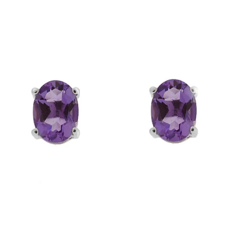 Gemondo 9ct White Gold 1.27ct 4 Claw Set Amethyst Oval Stud Earrings 7x5mm sold by Gemondo Jewellery