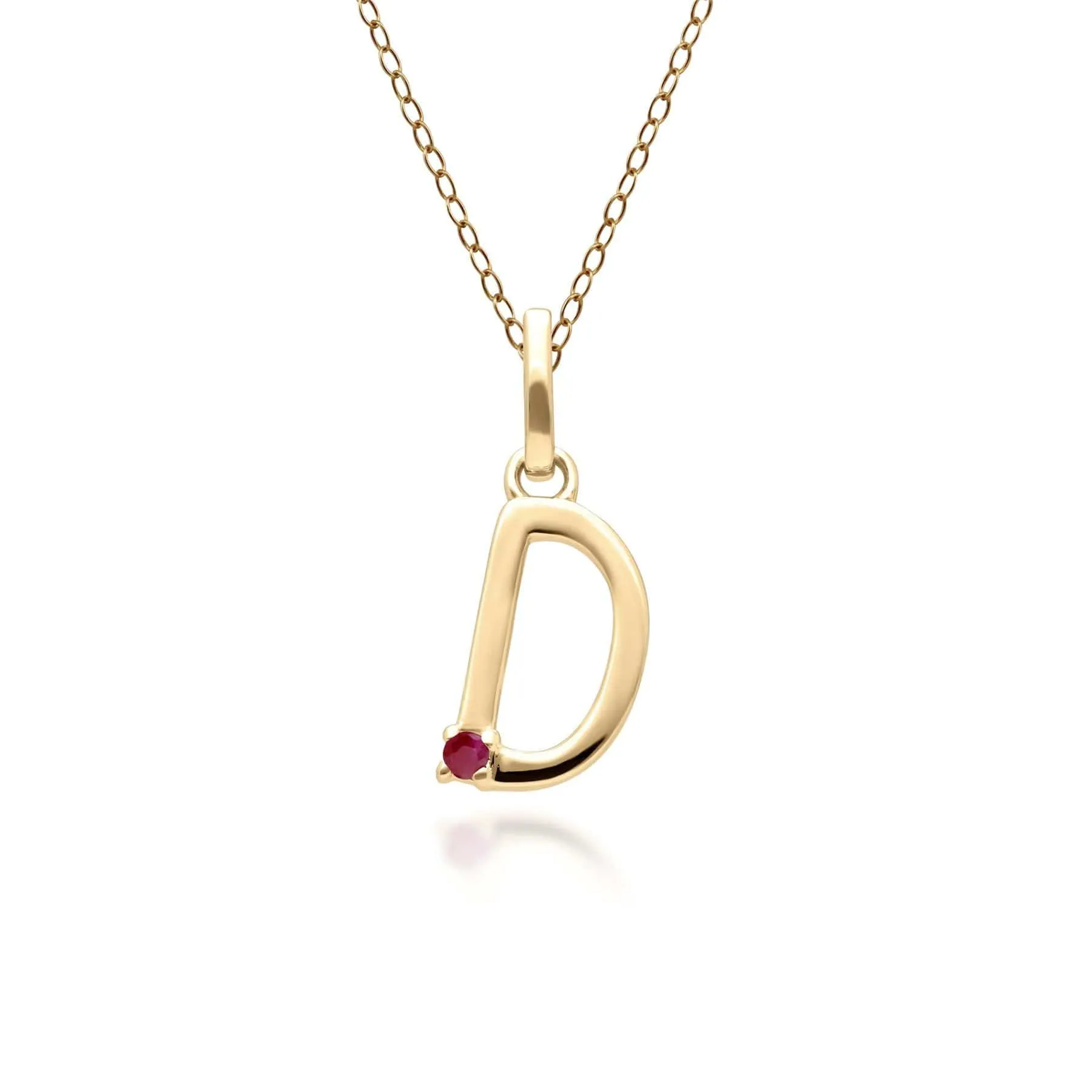 Initial Ruby Letter Necklace In 9ct Yellow Gold sold by Gemondo Jewellery product image thumbnail 5