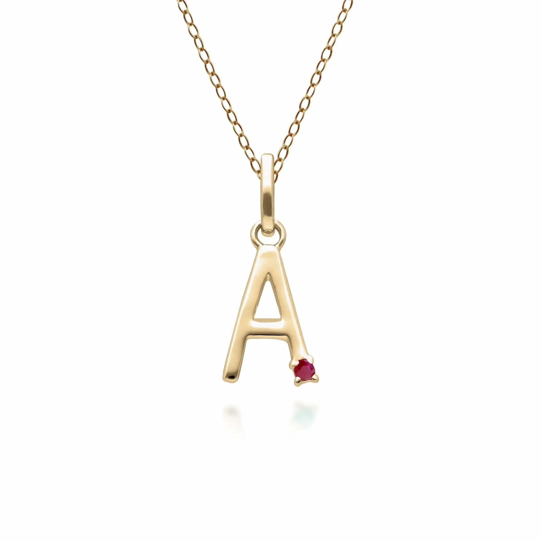 Initial Ruby Letter Necklace In 9ct Yellow Gold sold by Gemondo Jewellery product image thumbnail 2