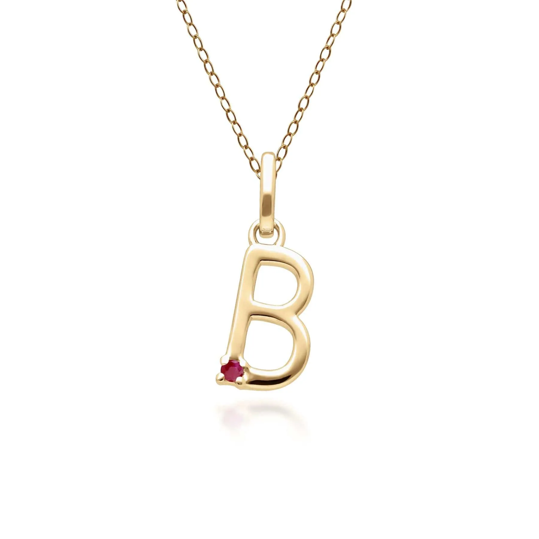 Initial Ruby Letter Necklace In 9ct Yellow Gold sold by Gemondo Jewellery product image thumbnail 3