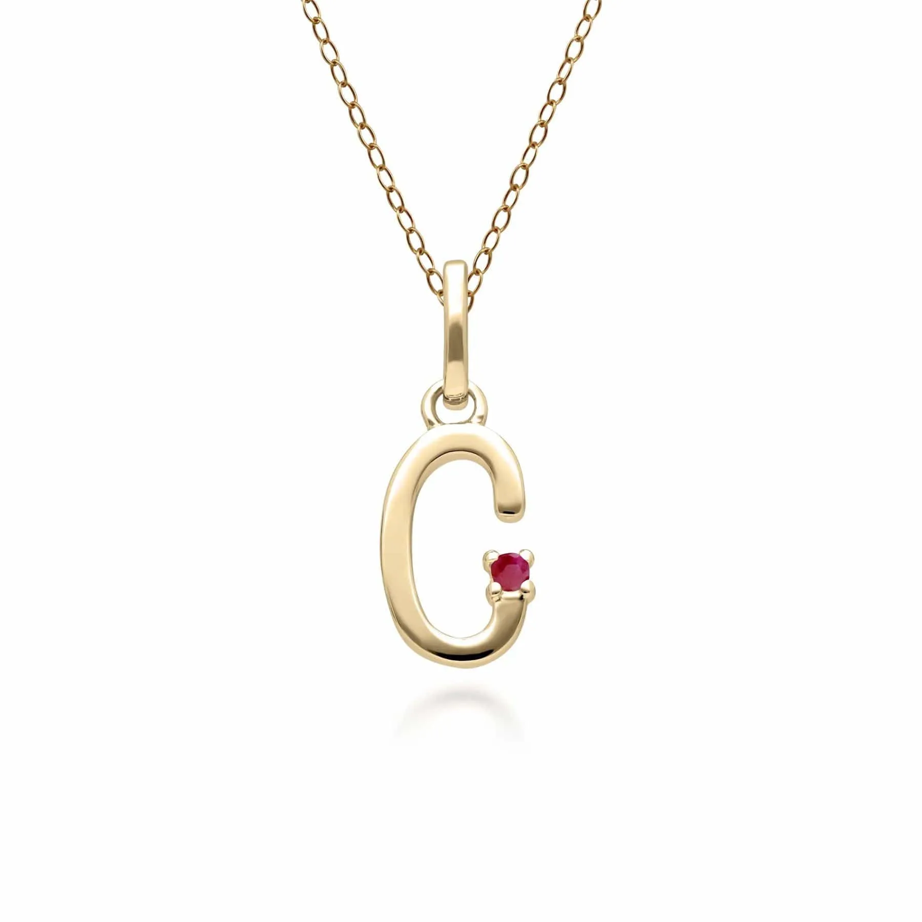 Initial Ruby Letter Necklace In 9ct Yellow Gold sold by Gemondo Jewellery product image thumbnail 4