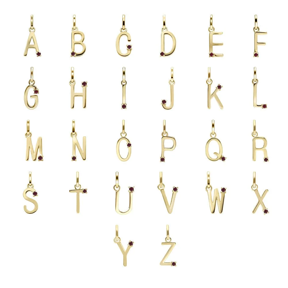 Initial Ruby Letter Necklace In 9ct Yellow Gold sold by Gemondo Jewellery