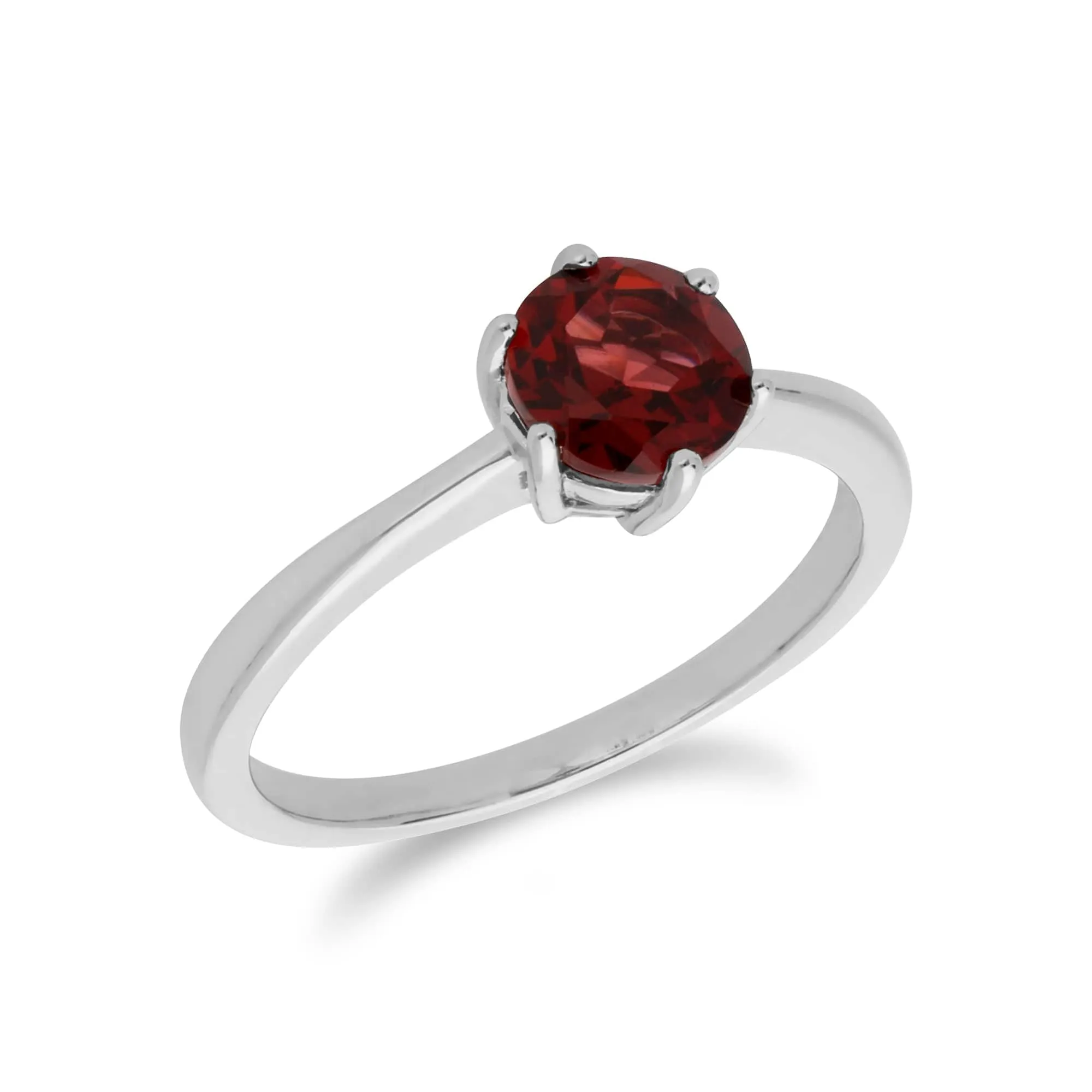 Classic Round Garnet Claw Set Single Stone Ring in 925 Sterling Silver sold by Gemondo Jewellery product image thumbnail 2