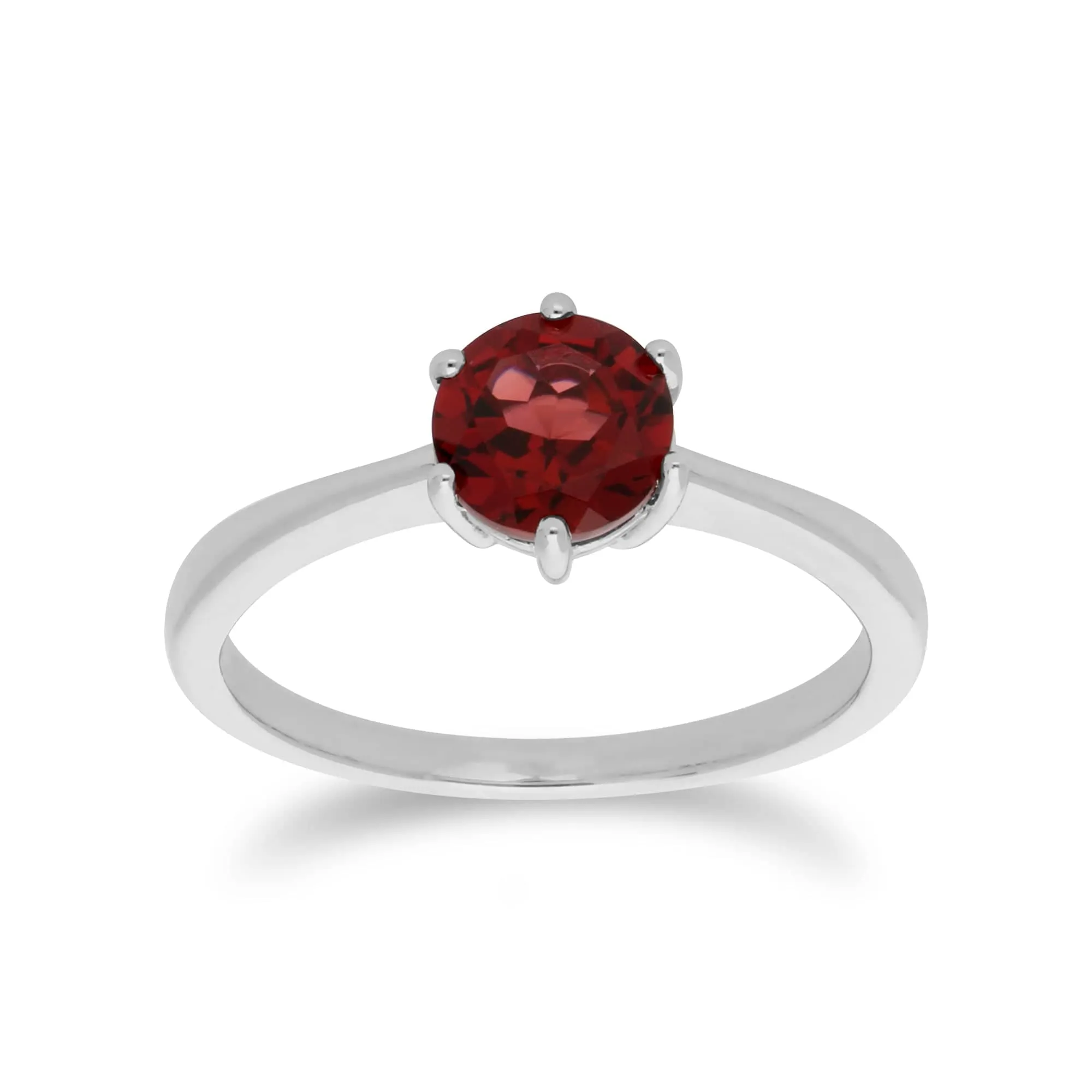 Classic Round Garnet Claw Set Single Stone Ring in 925 Sterling Silver sold by Gemondo Jewellery