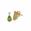 Classic Pear Peridot & Diamond Drop Earrings in 9ct Yellow Gold sold by Gemondo Jewellery