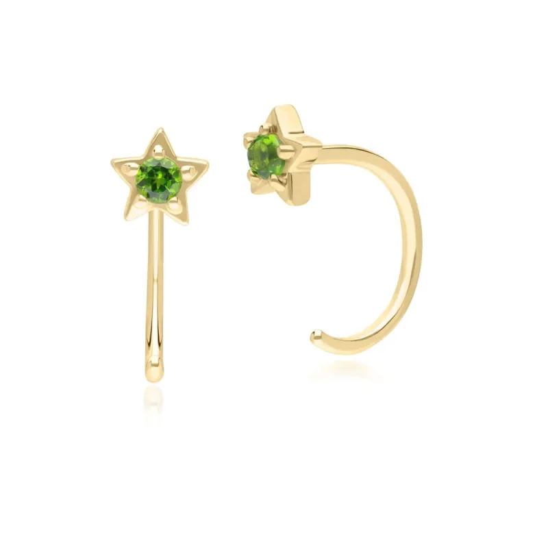 Modern Classic Chrome Diopside Pull Through Hoop Earrings in 9ct Yellow Gold sold by Gemondo Jewellery