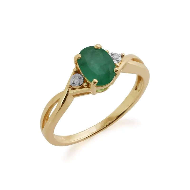 Gemondo 9ct Yellow Gold 0.83ct Emerald & Diamond Ring sold by Gemondo Jewellery