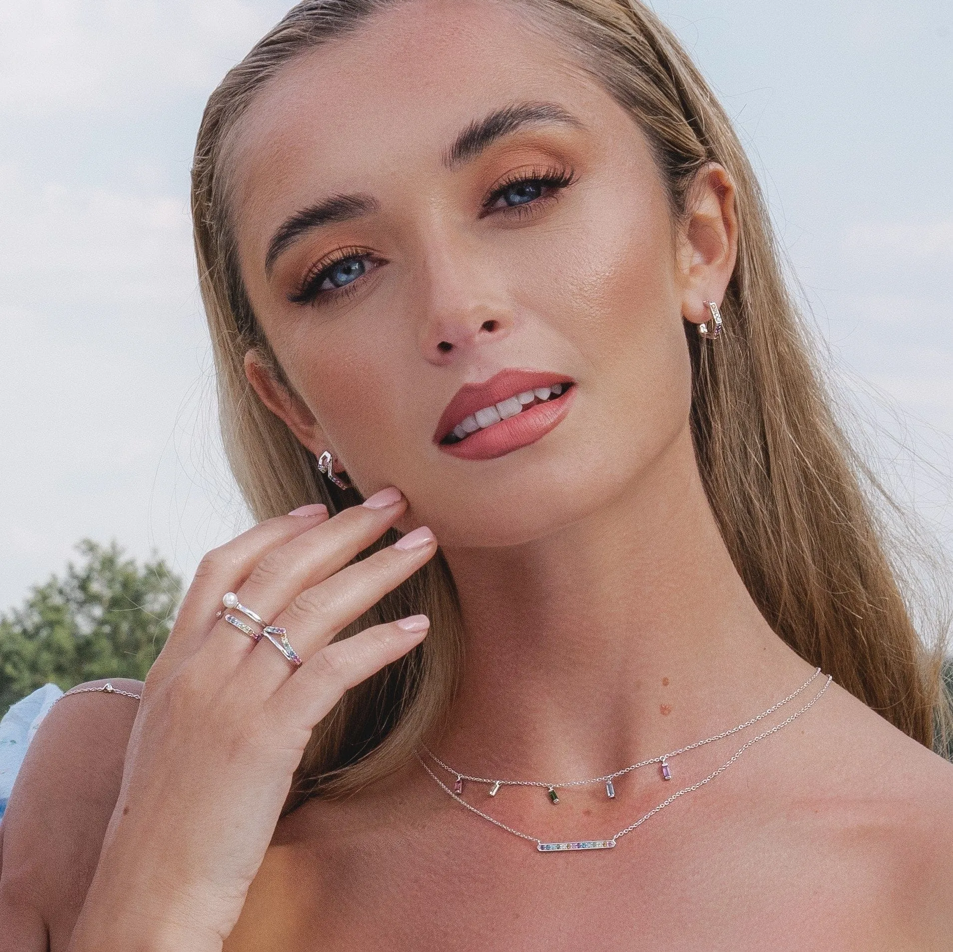 Rainbow Gems Bar Necklace in Sterling Silver sold by Gemondo Jewellery product image thumbnail 4