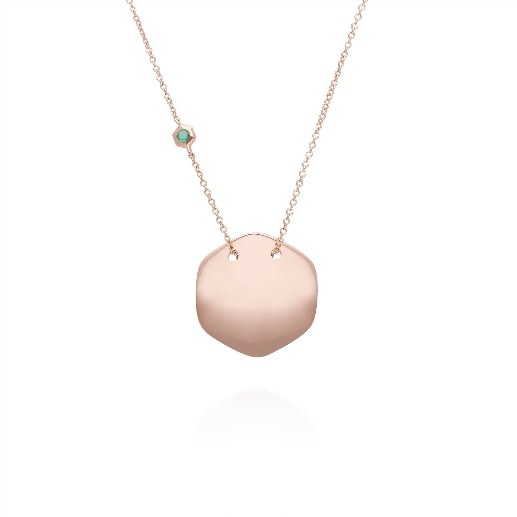 Emerald Engravable Necklace in Rose Gold Plated Sterling Silver sold by Gemondo Jewellery