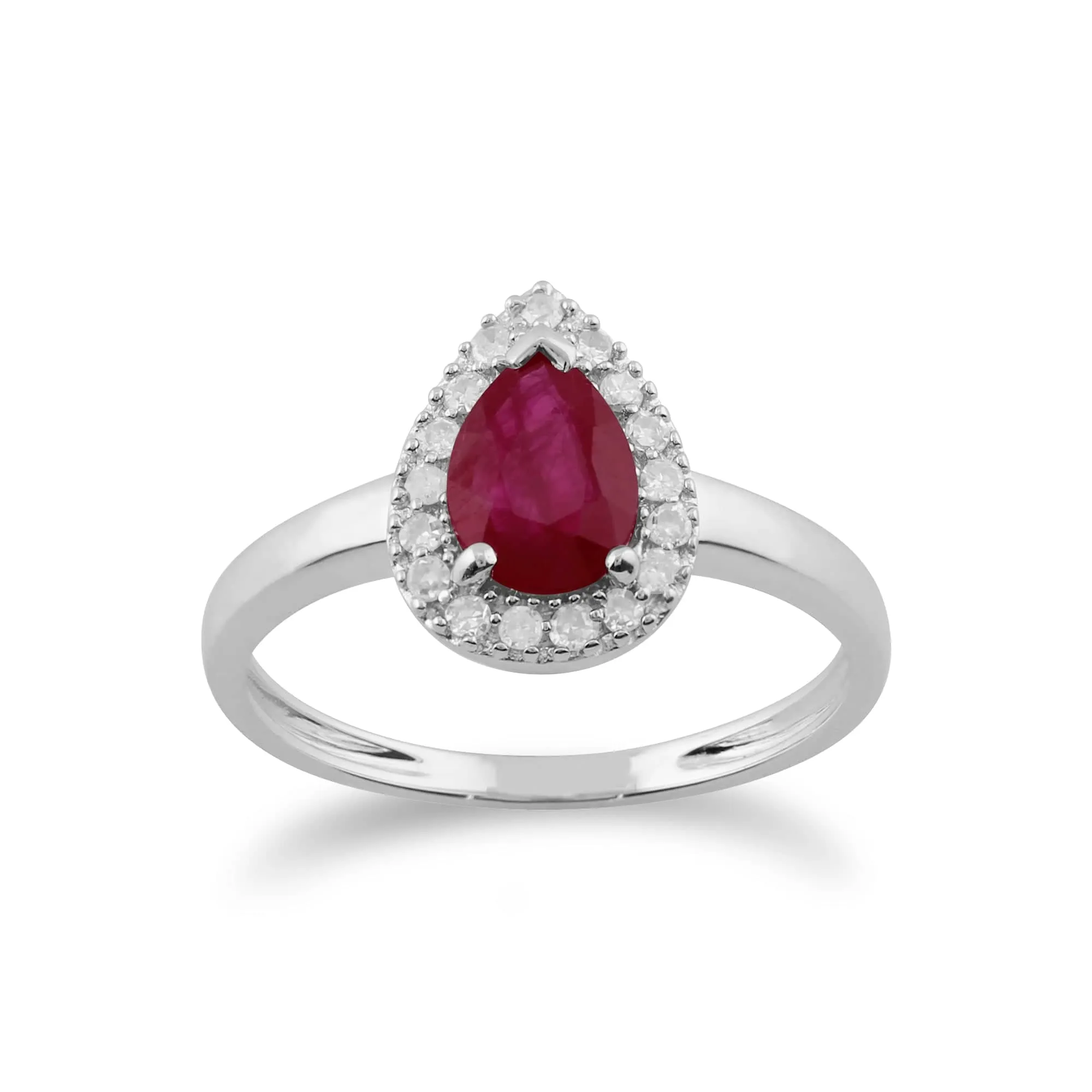 Classic Pear Ruby & Diamond Halo Pendant & Ring Set in 9ct Yellow Gold sold by Gemondo Jewellery product image thumbnail 2