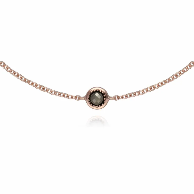 Rose Gold Plated Round Marcasite 5 Stone Bracelet in 925 Sterling Silver sold by Gemondo Jewellery