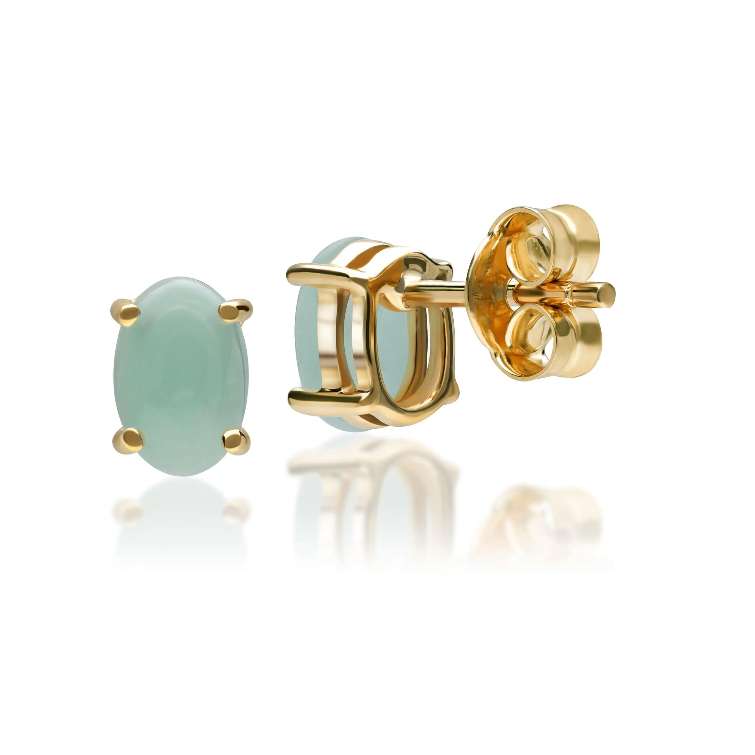 Classic Oval Jade Claw Set Stud Earrings in 9ct Yellow Gold sold by Gemondo Jewellery product image thumbnail 3