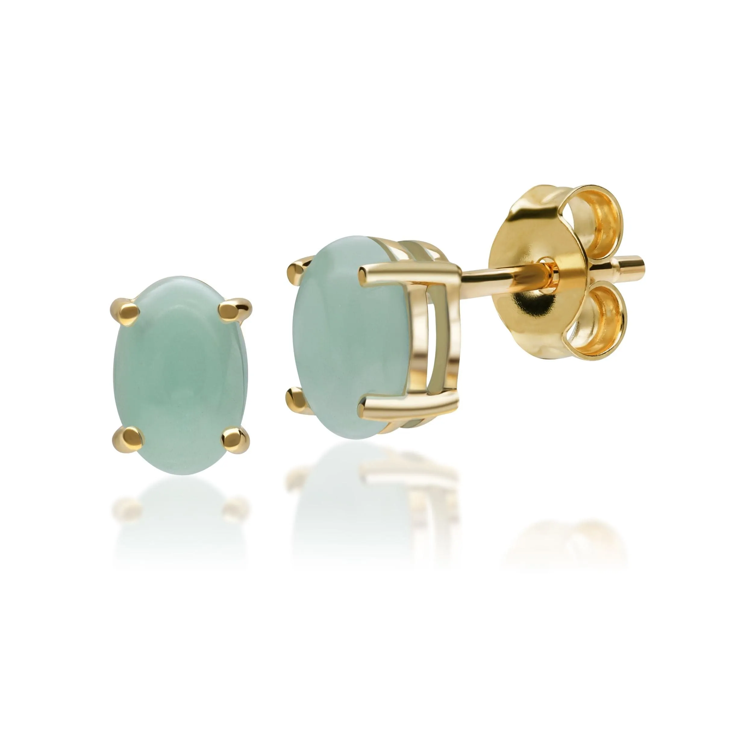 Classic Oval Jade Claw Set Stud Earrings in 9ct Yellow Gold sold by Gemondo Jewellery