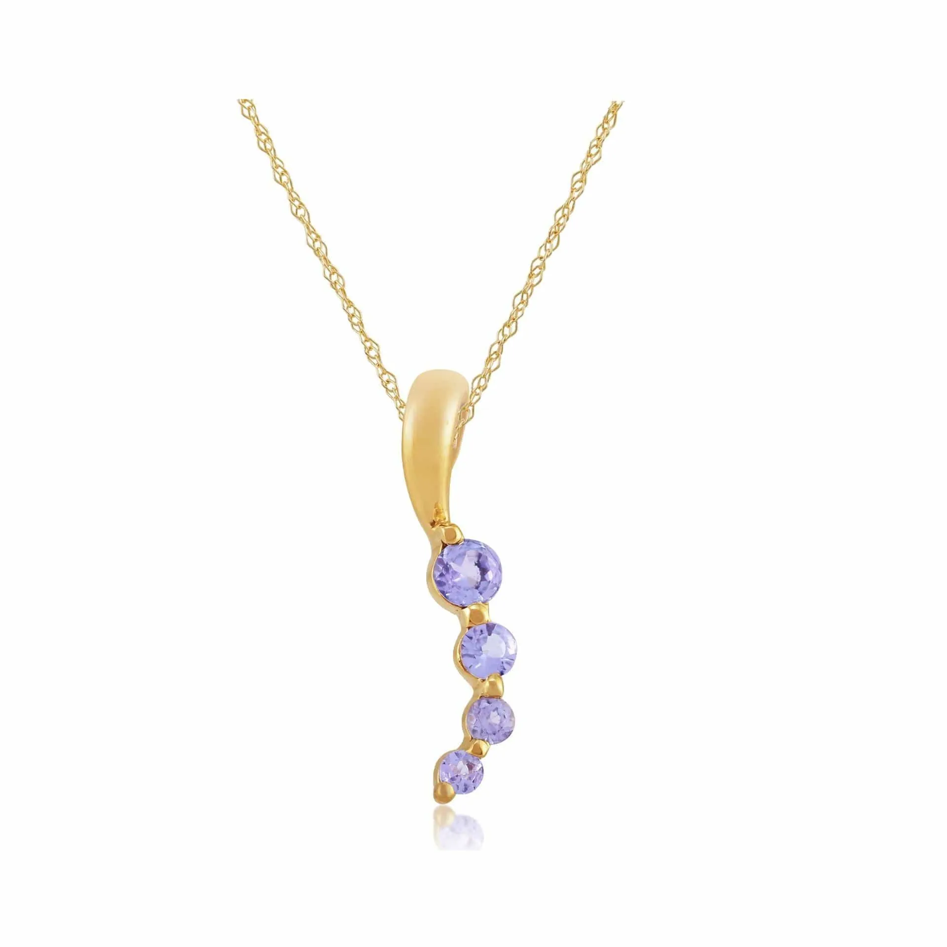 Modern Round Tanzanite Pendant in 9ct Yellow Gold sold by Gemondo Jewellery