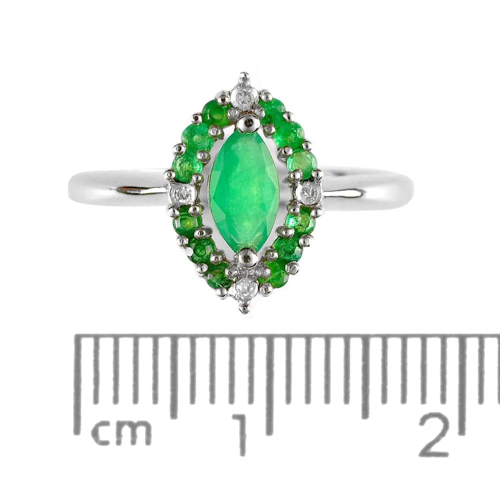9ct White Gold 0.48ct Natural Emerald & 1.6pt Diamond Cluster Ring sold by Gemondo Jewellery product image thumbnail 4