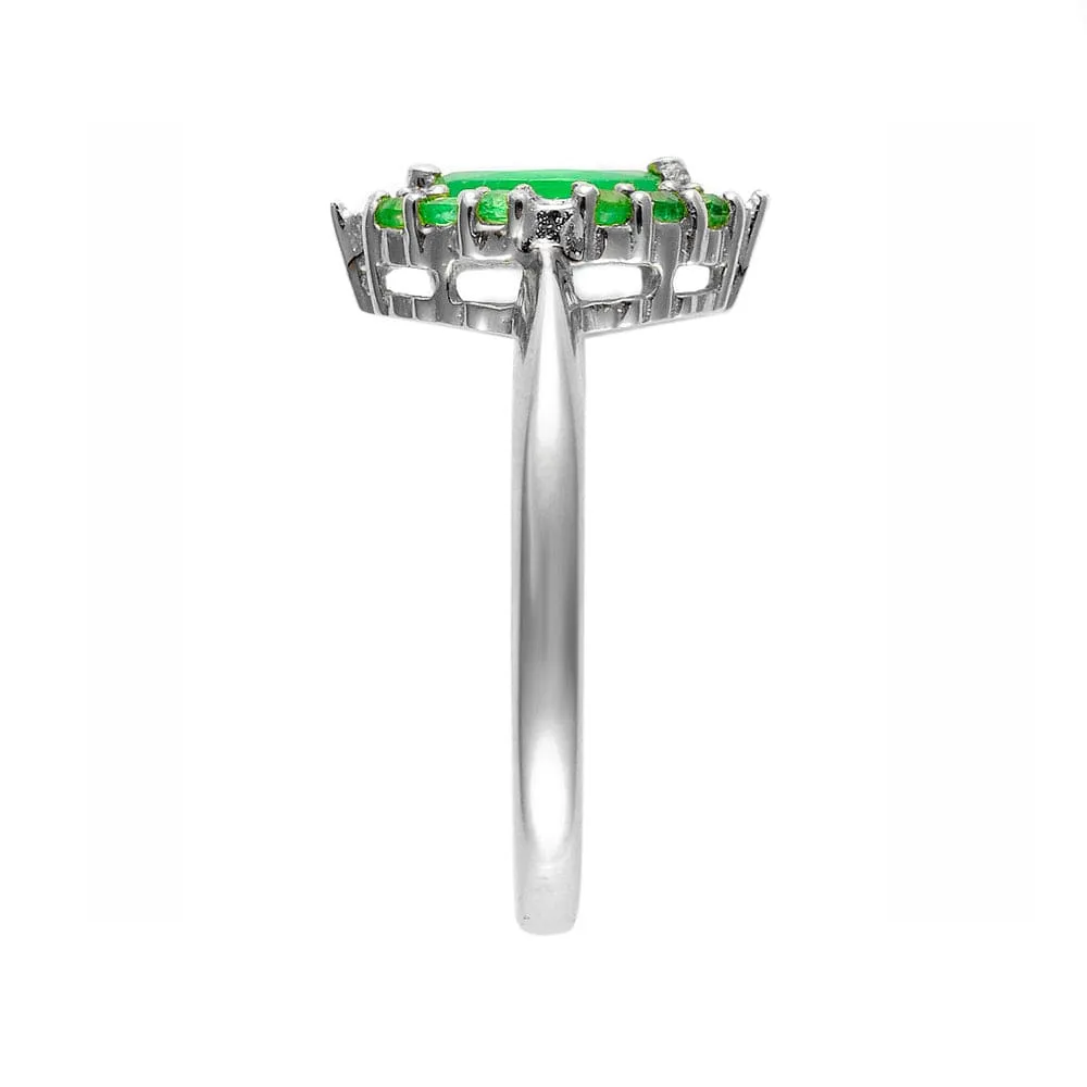 9ct White Gold 0.48ct Natural Emerald & 1.6pt Diamond Cluster Ring sold by Gemondo Jewellery product image thumbnail 2