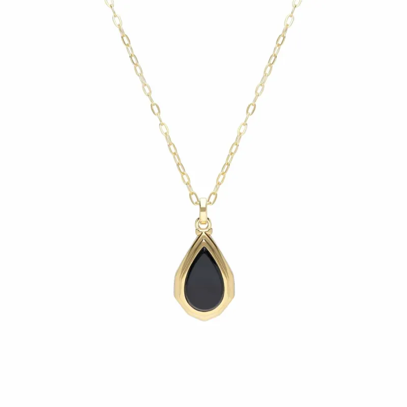 Bona Fide Pear Cut Black Onyx Locket in Gold Plated Sterling Silver sold by Gemondo Jewellery