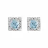 Classic Round Blue Topaz Stud Earrings with Detachable Diamond Square Ear Jacket in 9ct White Gold sold by Gemondo Jewellery