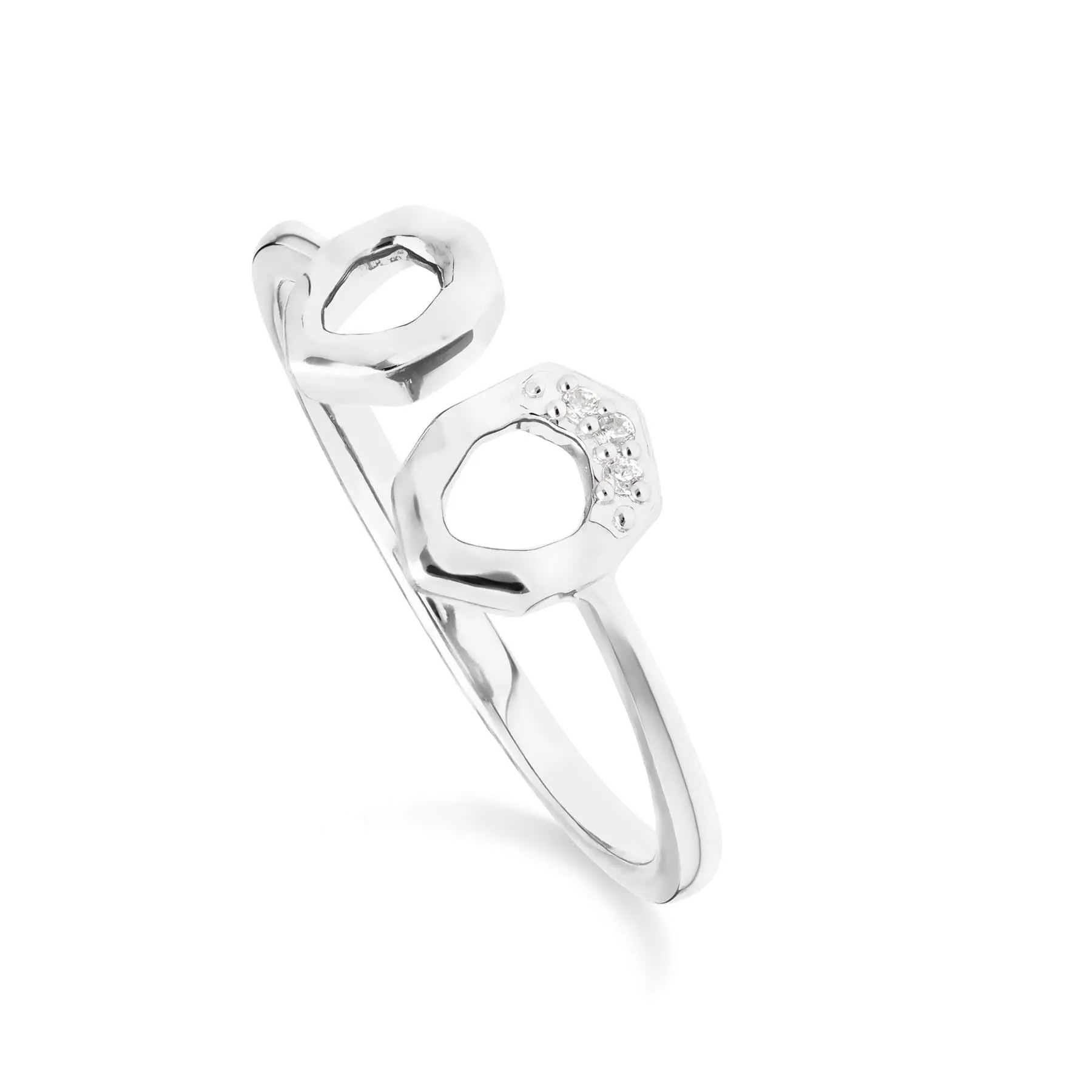 Diamond Asymmetric Open Ring in 9ct White Gold sold by Gemondo Jewellery
