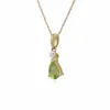 Classic Pear Peridot & Diamond Pendant in 9ct Yellow Gold sold by Gemondo Jewellery