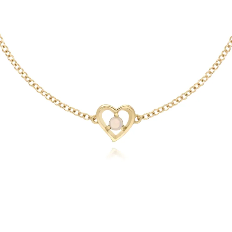 Gemondo 9ct Yellow Gold Opal Round Single Stone Heart 19cm Bracelet sold by Gemondo Jewellery