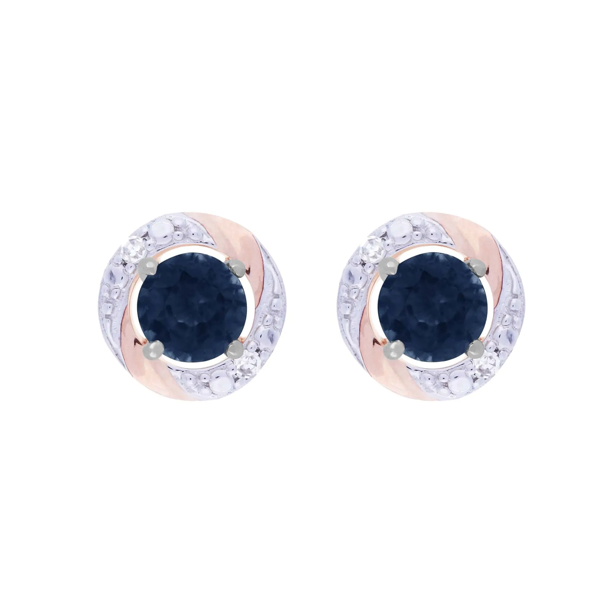 Classic Round Sapphire Stud Earrings with Detachable Diamond Round Earrings Jacket Set in 9ct White Gold sold by Gemondo Jewellery