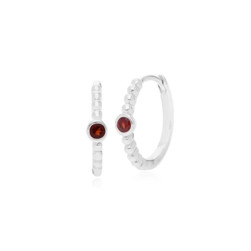 Gemondo Sterling Silver 0.12ct Garnet January Birthstone Hoop Earring sold by Gemondo Jewellery