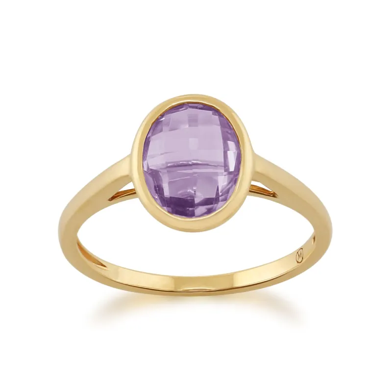 Amethyst 9ct Yellow Gold Oval Ring sold by Gemondo Jewellery