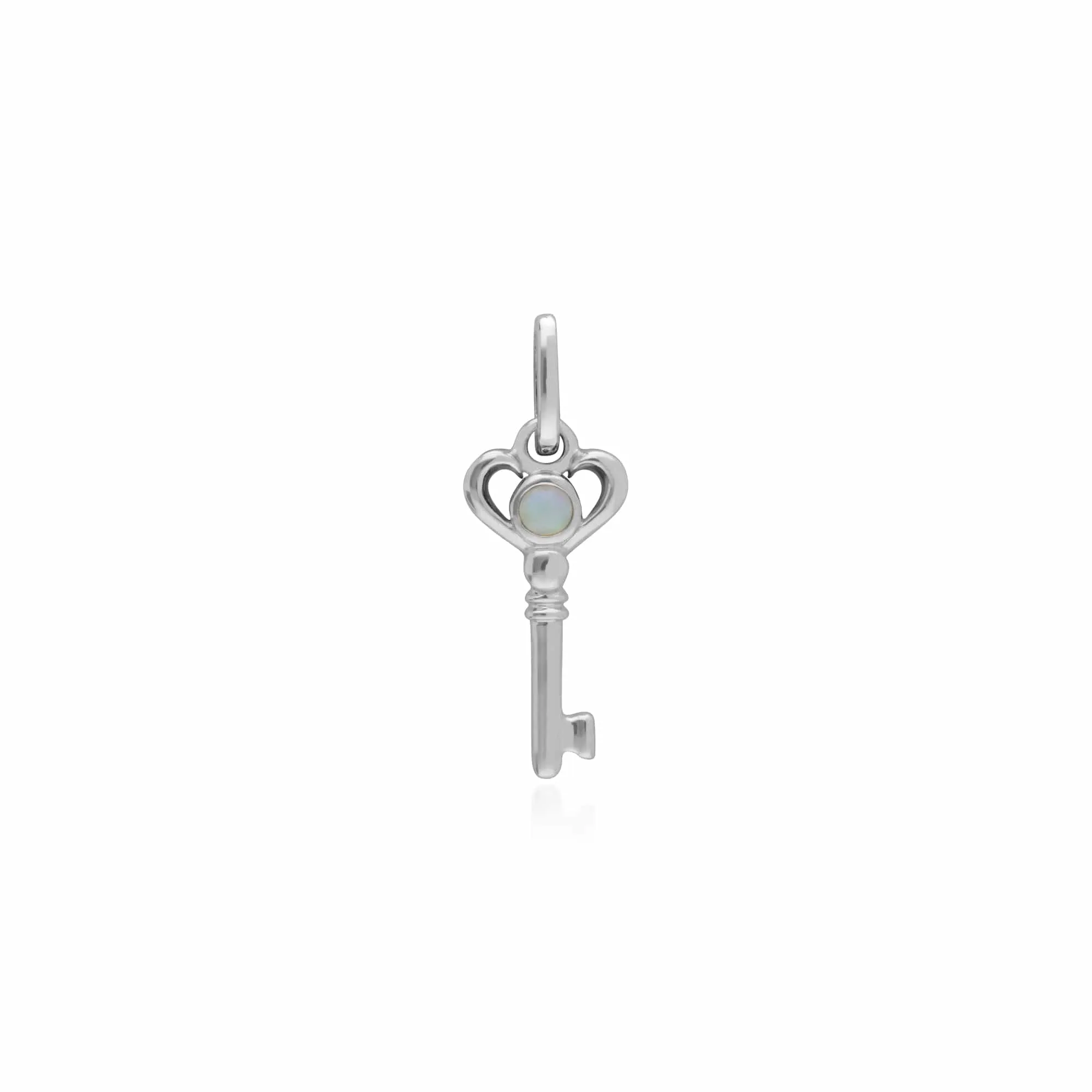 Classic Heart Lock Pendant & Rainbow Moonstone Key Charm in 925 Sterling Silver sold by Gemondo Jewellery product image thumbnail 2