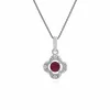 Gemondo 9ct White Gold 0.15ct Ruby & Diamond Floral Pendant on 45cm Chain sold by Gemondo Jewellery
