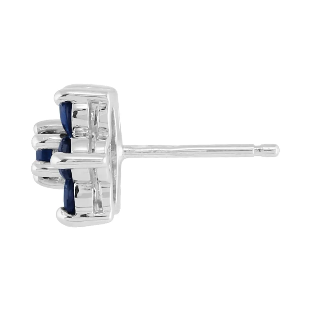 Floral Round Sapphire Cluster Stud Earrings in 925 Sterling Silver sold by Gemondo Jewellery product image thumbnail 2